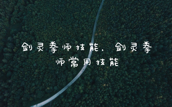 剑灵拳师技能，剑灵拳师常用技能