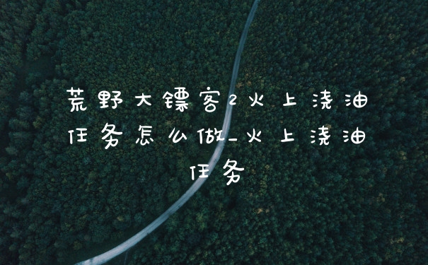 荒野大镖客2火上浇油任务怎么做_火上浇油任务