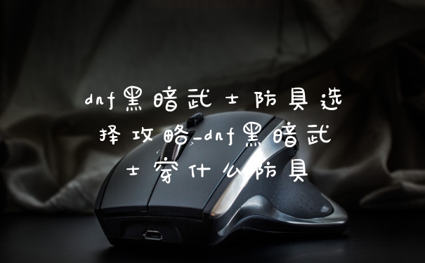 dnf黑暗武士防具选择攻略_dnf黑暗武士穿什么防具