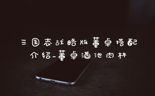 三国志战略版董卓搭配介绍_董卓酒池肉林