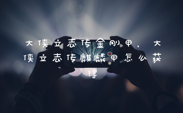 大侠立志传金刚甲,大侠立志传麒麟甲怎么获得