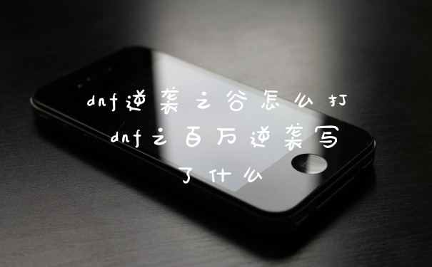 dnf逆袭之谷怎么打 dnf之百万逆袭写了什么